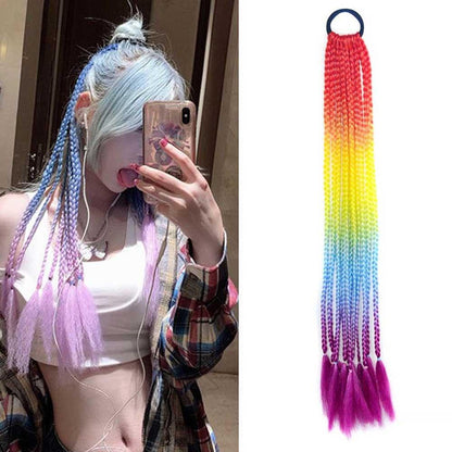 29 Corn Silk Braid Hair Band Wigs With Colourful Dreadlocks Ponytail-1915197197457166336