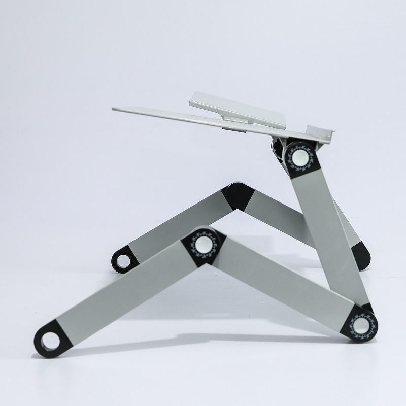 Adjustable Folding Laptop Desk With Mouse Board - Silver-1964932329784872966
