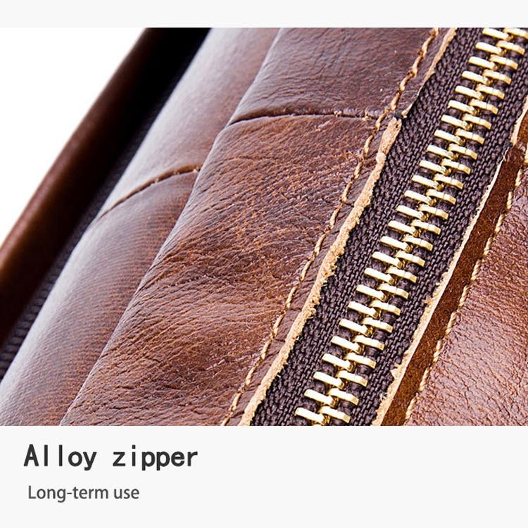 Men Leather Messenger Bag - 14 Inch Handheld Briefcase Brown-1915196966510399493