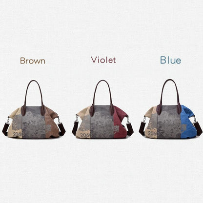 Blue Graffiti Canvas Shoulder Bag - Large Capacity-1915196692785926145