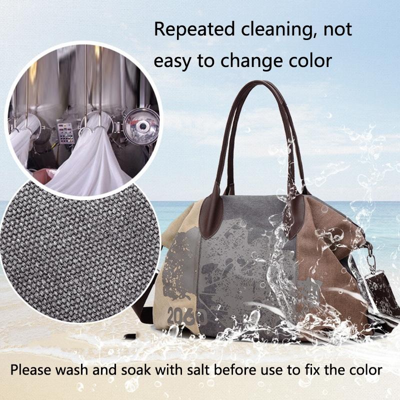 Blue Graffiti Canvas Shoulder Bag - Large Capacity-1915196692785926149