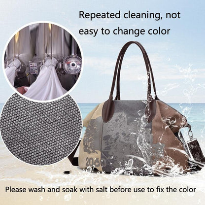 Blue Graffiti Canvas Shoulder Bag - Large Capacity-1915196692785926149