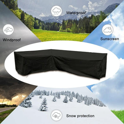 Waterproof Outdoor Corner Sofa Cover - 300X300X98Cm - Black-1969996396027318273