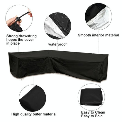 Waterproof Outdoor Corner Sofa Cover - 300X300X98Cm - Black-1969996396027318275