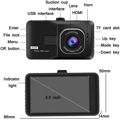 1080P Hd 3.0 Wide-Angle Driving Recorder With Reversing Image-1915197970798743555
