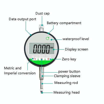 Waterproof Digital Dial Indicator For Stroke Measurement 0-12.7Mm-1915196867940061187