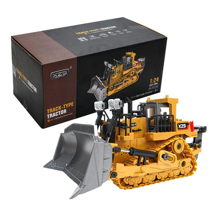 9-Channel Remote Control Bulldozer Toy With Alloy Excavator-1969996405854572549