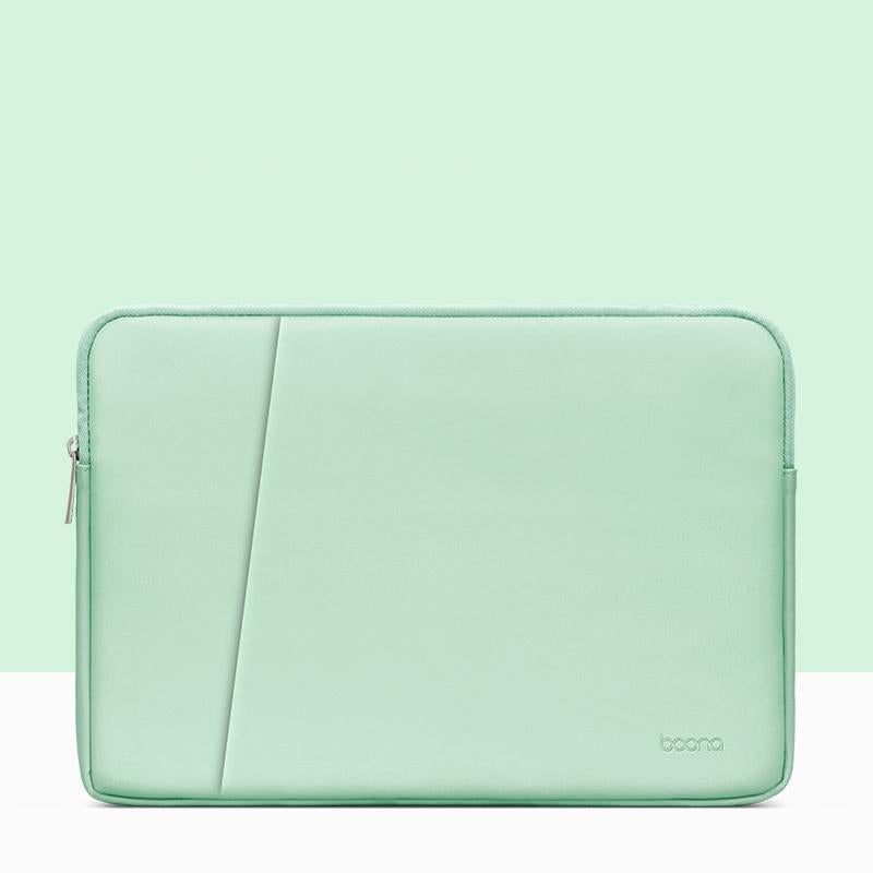 Double-Layer Leather Laptop Bag - Mint Green - Fits 13 / 13.3 / 14 Inch-1922443427593719808