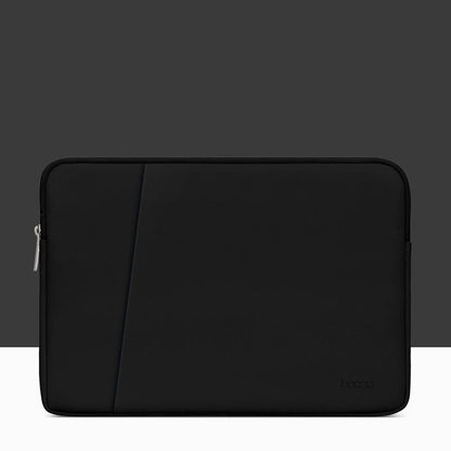 Midnight Black Leather Laptop Bag - 15 / 15.6 Inch Double-Layer Design-1915198060384882695