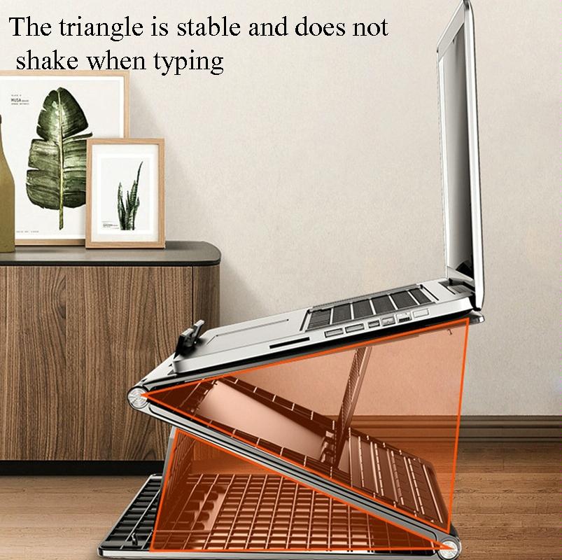 Portable Laptop Stand - Adjustable Height Foldable Heat Dissipation - Elegant Black-1964932180723503106