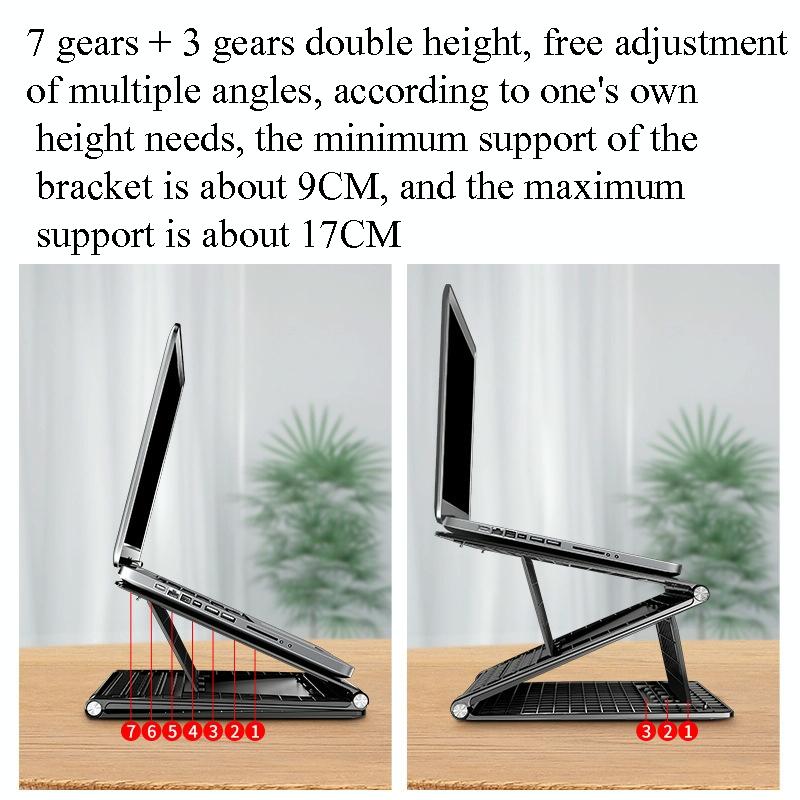Portable Laptop Stand - Adjustable Height Foldable Heat Dissipation - Elegant Black-1964932180723503107