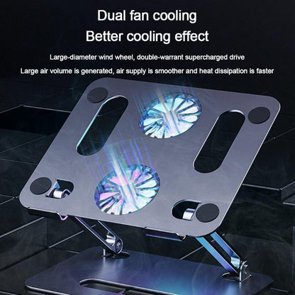 Portable Aluminum Laptop Stand With Cooling And Type C Cable - Gray-1915197790405922820
