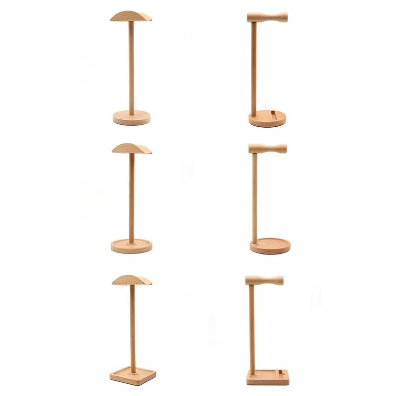 Solid Wood Desktop Headset Display Stand - Elegant Design-1915197796844179457