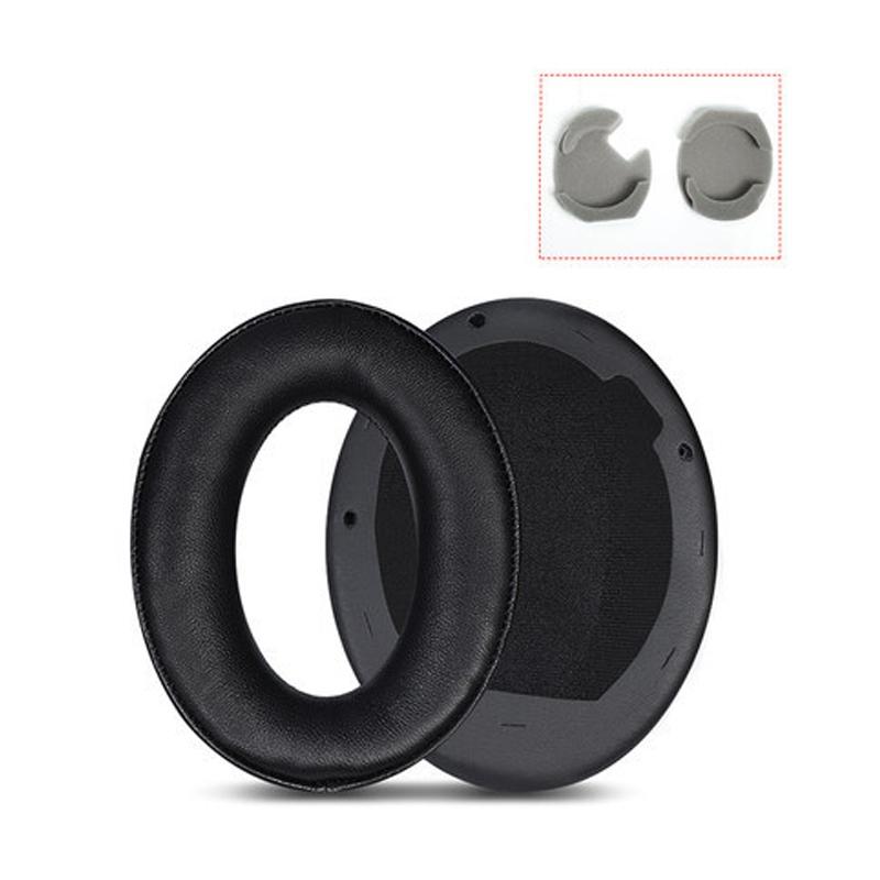 2 Leather Headset Earmuffs For Sony 1000Xm4 - Black Protein Skin No Snap-1915197992323911686