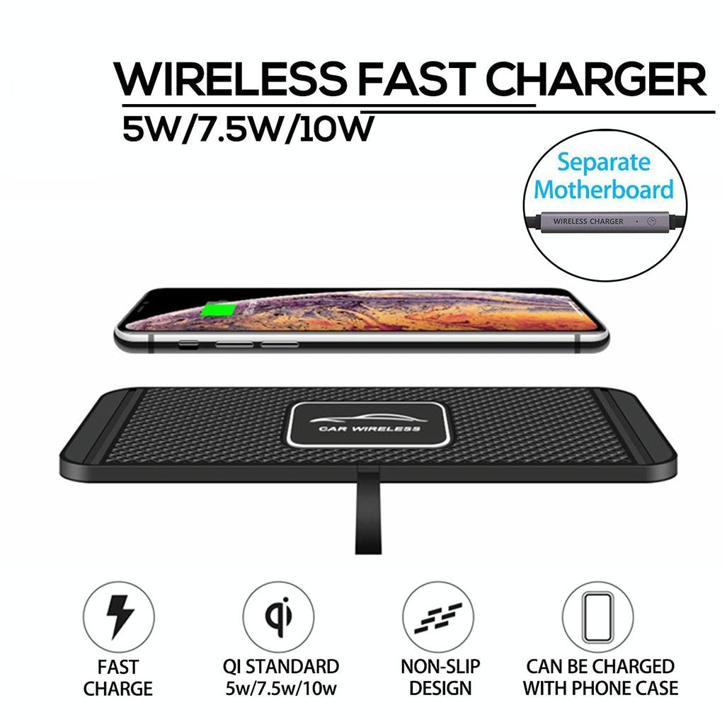 15W Car Wireless Charger With Anti-Skid Mats And 1M Usb Cable - Black-1915196927272685571