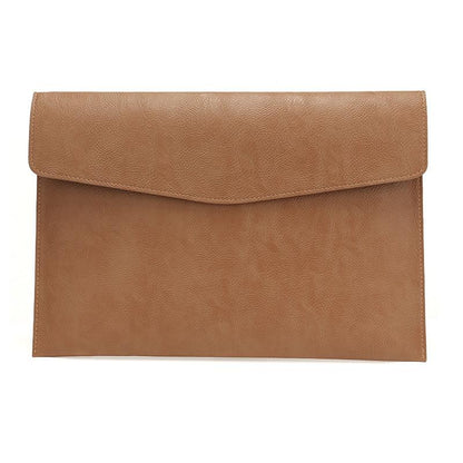 13.3 Inch Litchi Pattern Laptop Sleeve - Light Brown Pu Leather-1915198255801700352