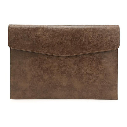 13.3 Inch Litchi Pattern Leather Laptop Sleeve - Dark Brown-1915198085827530752