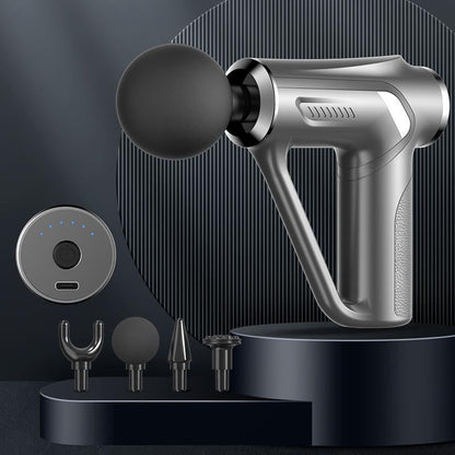 Electric Triangular Fascia Massage Gun - Silver Button Style-1915196972252401671