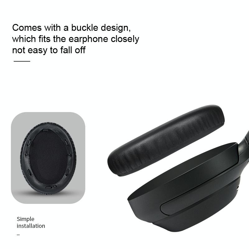 2-Pack Leather Earpads For Sony Wh-1000Xm4 - Black With Buckle-1969996466982359043