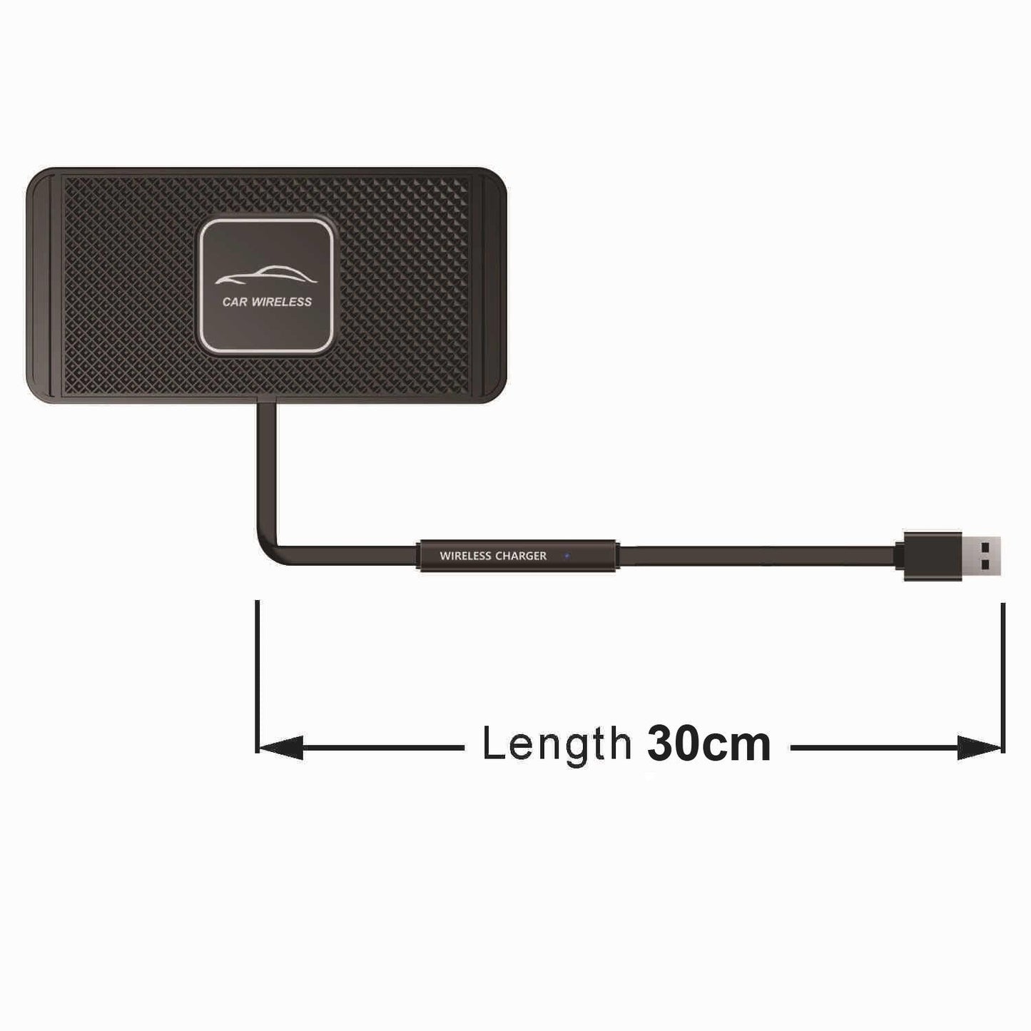15W Qi Car Wireless Charging Pad - 30Cm Short Cable Anti-Skid-1915198260776144898