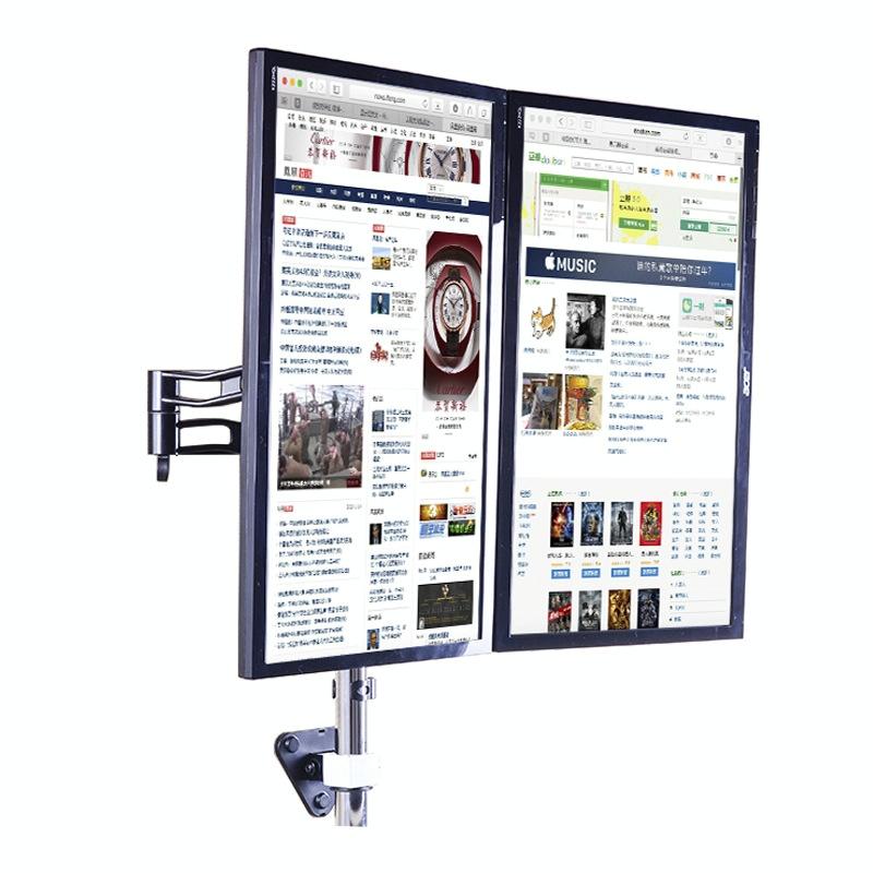 Wall-Mounted Dual Screen Computer Bracket For Splicing-1964932222448439301