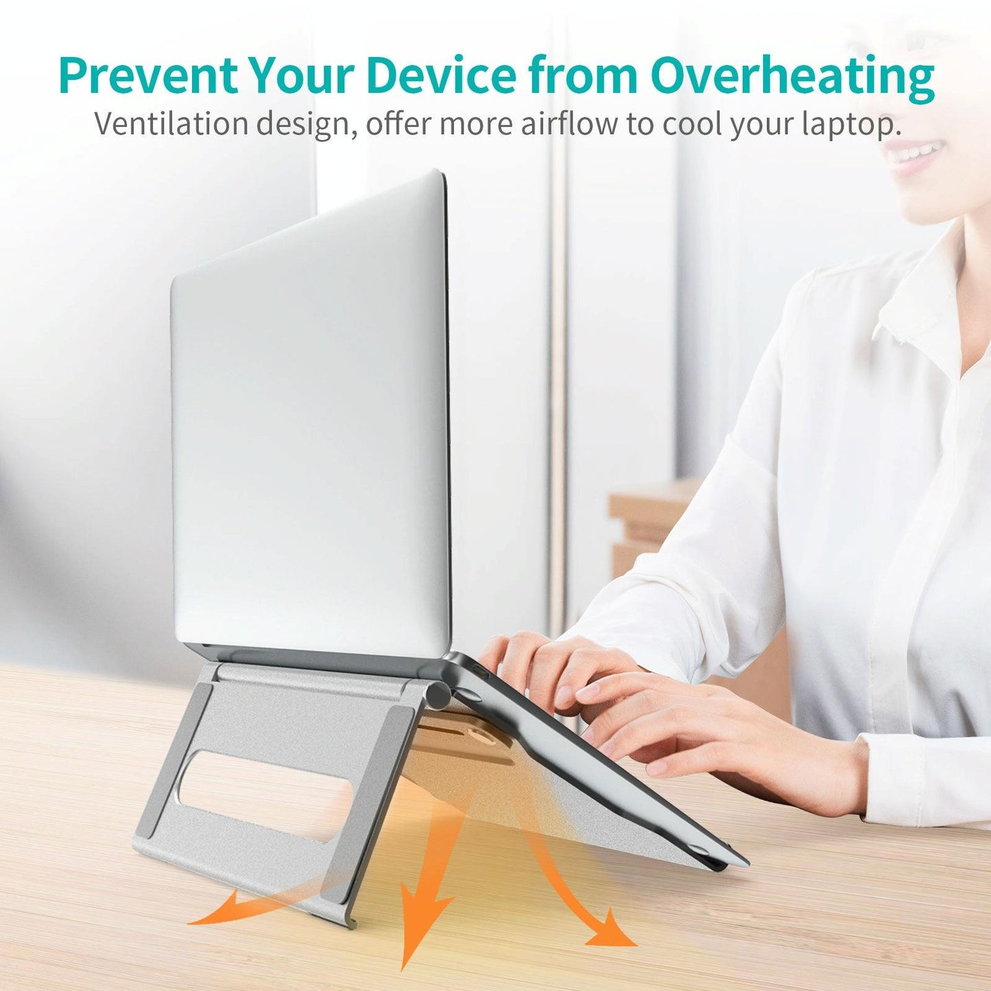 Foldable Laptop Stand - Aluminum Alloy Silver-1964932206380060675