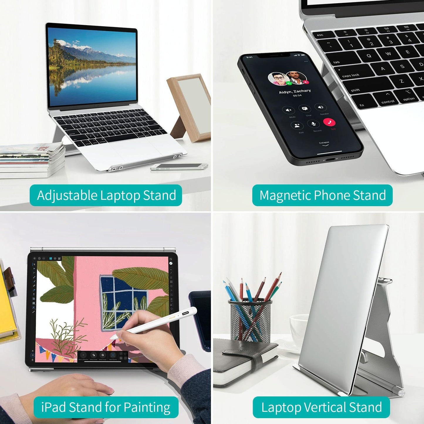 Foldable Laptop Stand - Aluminum Alloy Silver-1964932206380060678