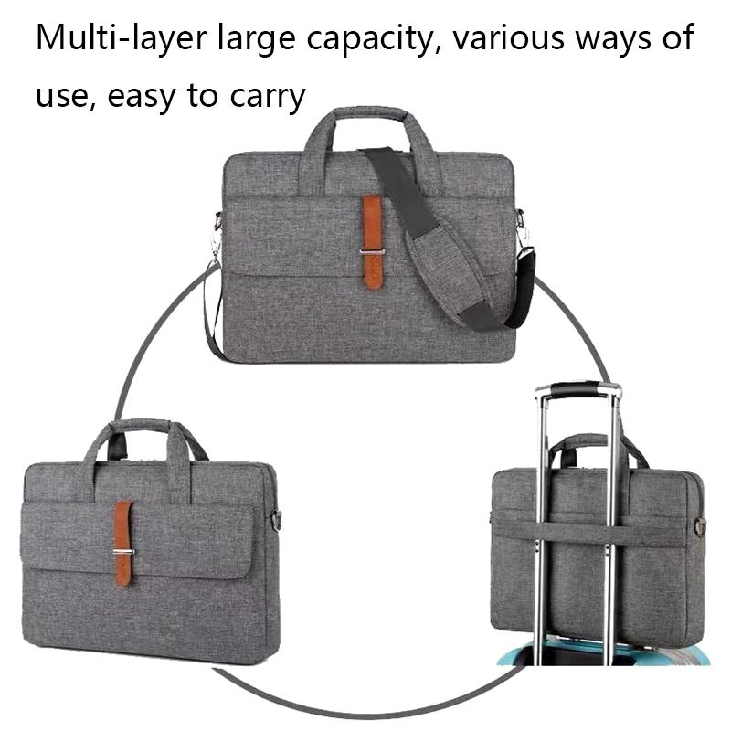 14-14.6 Inch Multifunctional Laptop Bag - Durable Shoulder & Handheld - Black-1915196971925245955