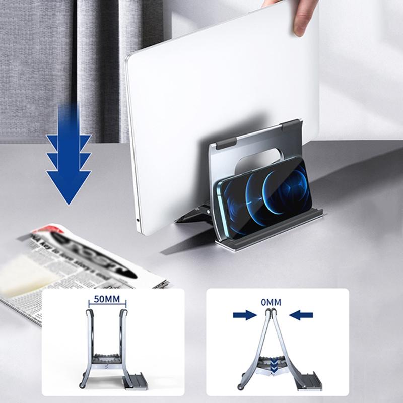 Grey H-Type Alloy Laptop Storage Rack - Automatic Gravity-1964932197181952004
