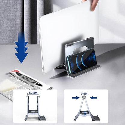 Grey H-Type Alloy Laptop Storage Rack - Automatic Gravity-1964932197181952004