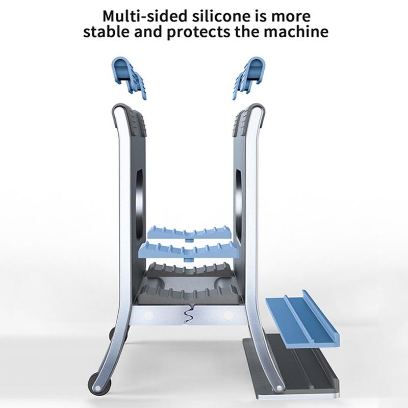 Grey H-Type Alloy Laptop Storage Rack - Automatic Gravity-1964932197181952005