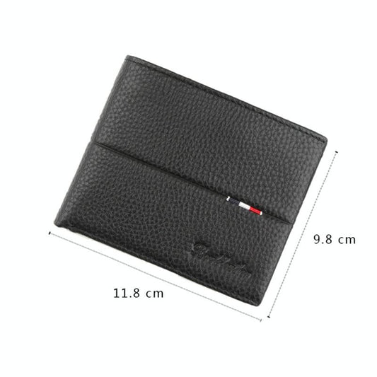 Rfid Men Short Wallet With Card Slots - Black-1915197283536867329