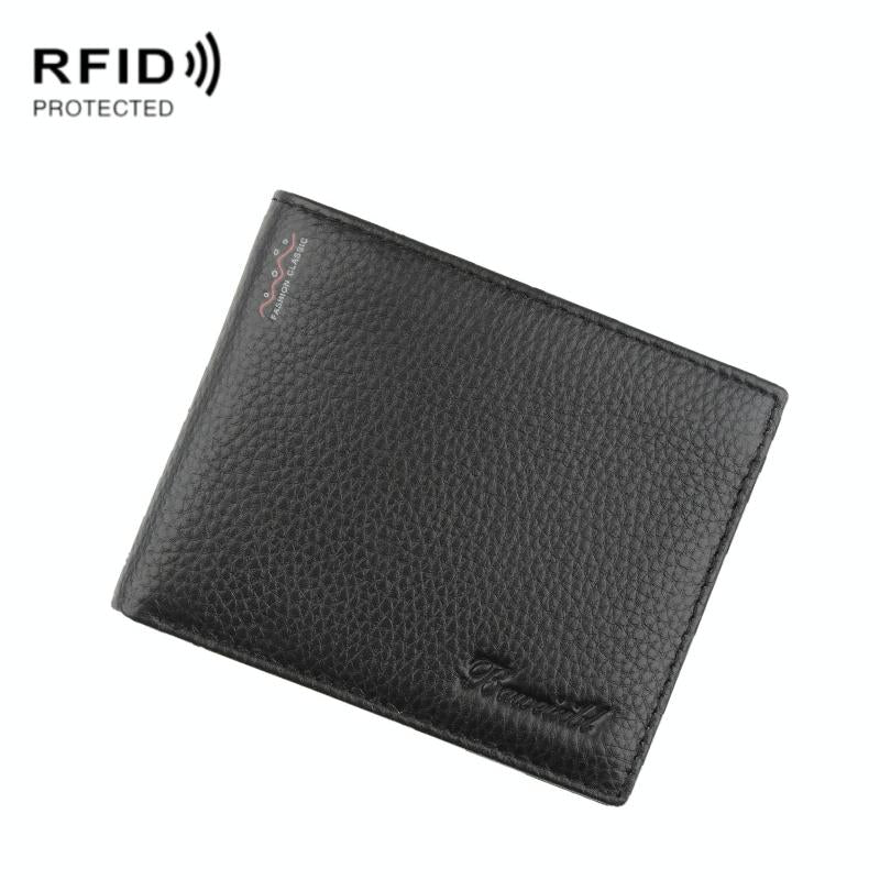 Rfid Men Short Wallet With Card Slots - Black-1915197283536867335