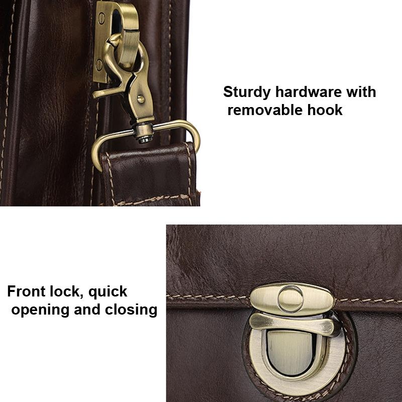 Retro Cowhide Leather Briefcase For 15.6 Laptop - Multifunctional - Coffee-1924671880376225796