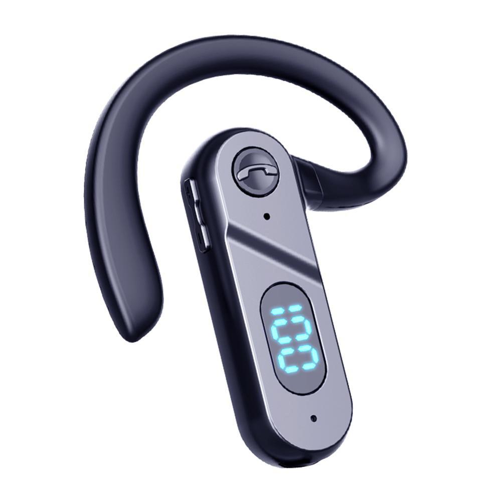 V28 Bluetooth Voice Control Earphone - Black Digital Display Single Ear-1915196931546681344