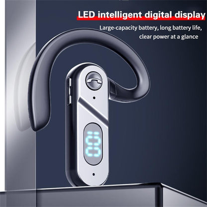 V28 Bluetooth Voice Control Earphone - Black Digital Display Single Ear-1915196931546681348