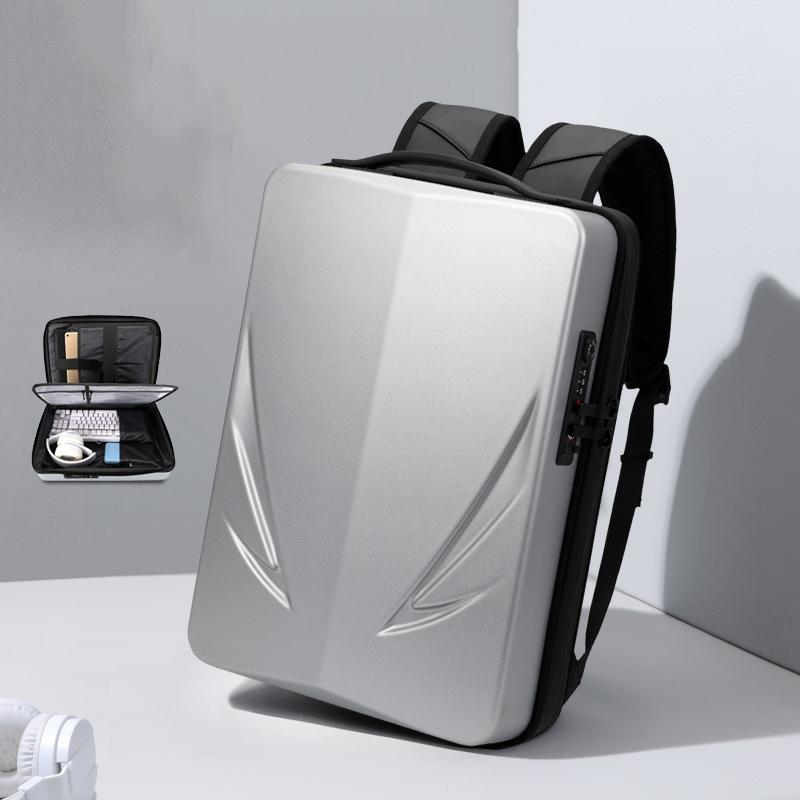 Men Gaming Backpack - Hard Shell Single-Layer Silver-1915197951219732487
