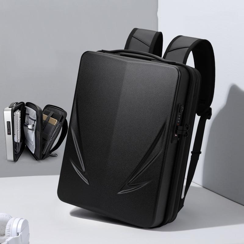 Men Gaming Backpack - Double-Layer Hard Shell - Black-1915197609878884359