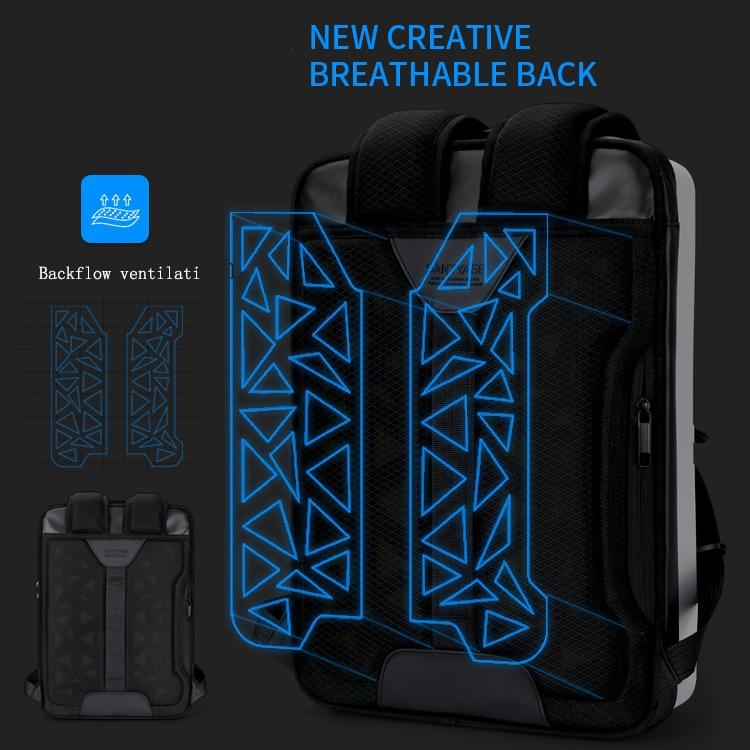 Men Gaming Backpack - Double-Layer Hard Shell - Black-1915197609878884356