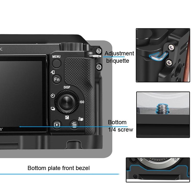 Wooden Handle Alloy Rabbit Cage For Sony Zv-E10 Camera - Black-1964932216274423811