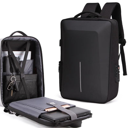 Anti-Theft Hard Shell Backpack For Men - Black-1915198305290293255