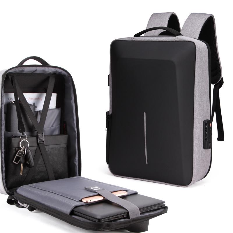 Men Anti-Theft Hard Shell Backpack With Alloy Frame - Gray-1915198122066317312