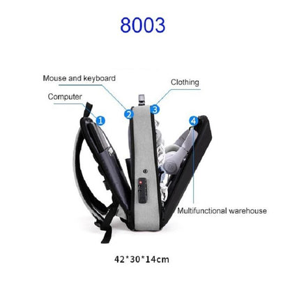 Anti-Theft Hard Shell Backpack For Men - Black-1915197631362109442