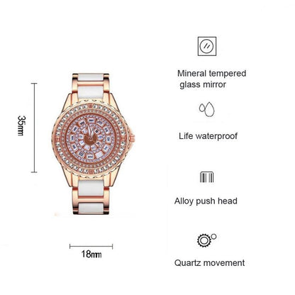 Rose Gold Ceramic Watch With Diamond Strap For Women-1915196869450010626