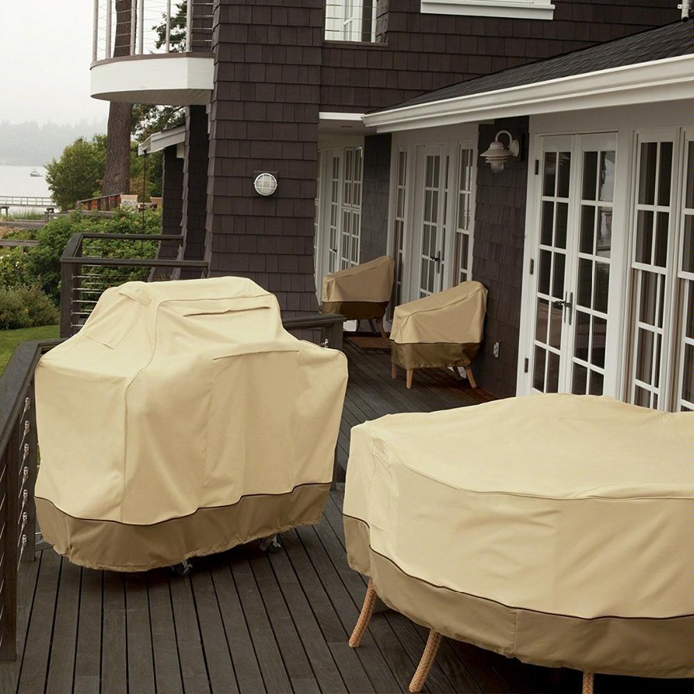 Waterproof Bbq Cover With Sundry Bag - Oxford Cloth 150X61X122Cm Beige-1964932218354798596
