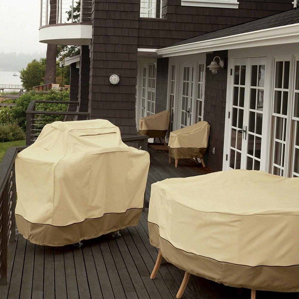 Waterproof Bbq Cover With Sundry Bag - 183X66X130Cm Beige-1964932164084699140