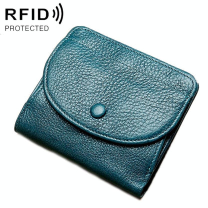 Genuine Leather Rfid Coin Purse - Blue-1915196686427361287
