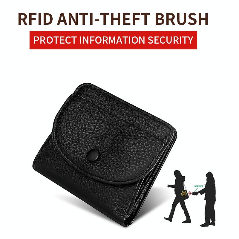 Genuine Leather Rfid Coin Purse - Blue-1915196686427361284