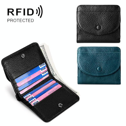Genuine Leather Rfid Coin Purse - Blue-1915196686427361285