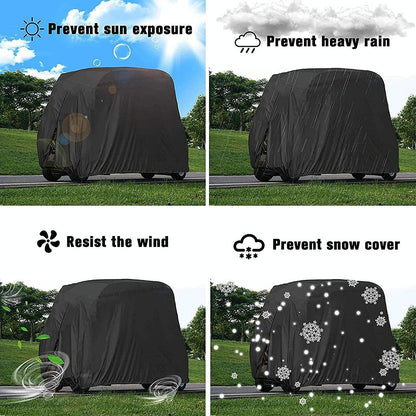 Waterproof Golf Cart Scooter Cover - 285X122X168Cm - Black-1915196650406678533
